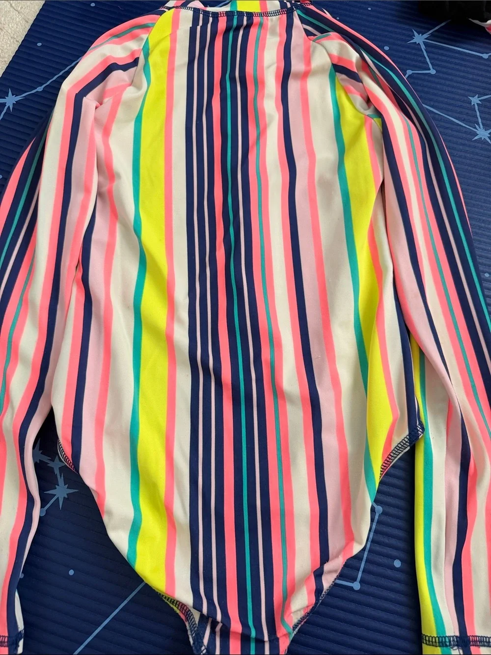 Crewcuts Multicolor Neon & Navy Striped Long-Sleeve Rash Guard